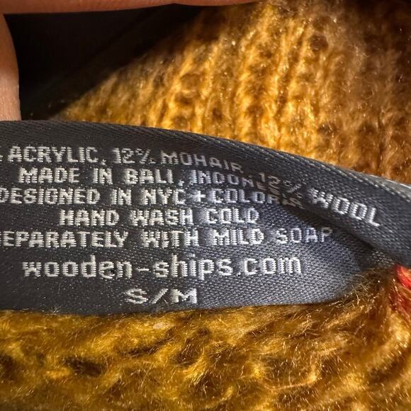 NWT Wooden Ships Paola Buendia Cowl Neck Mohair Wool Blend Sweater Small Yellow - Picture 4 of 5